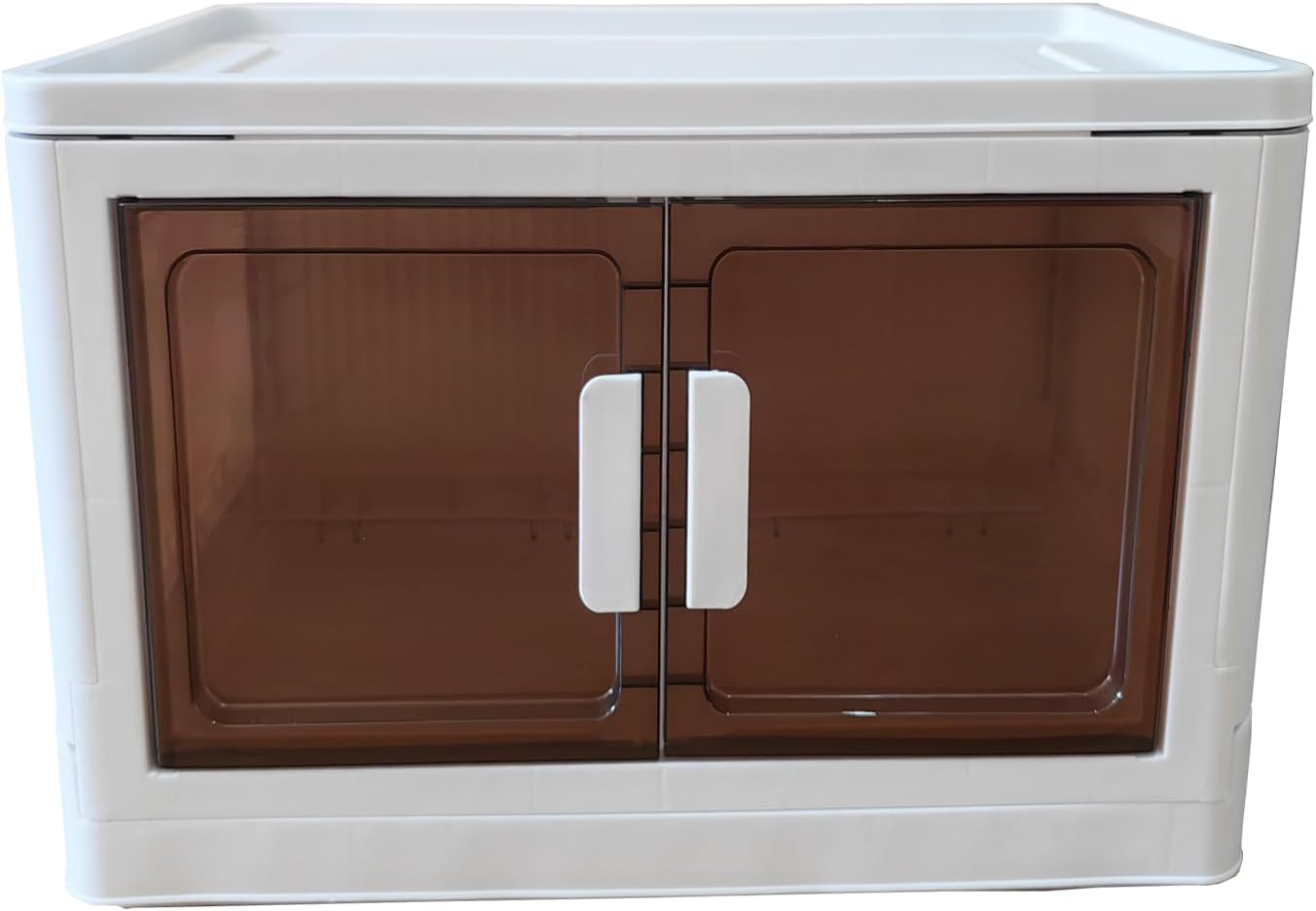 16 Gals stackable storage box with lid, foldable wardrobe organizer, Sundries storage cabinet, foldable plastic container with door, Book organizer box(Without wheels).