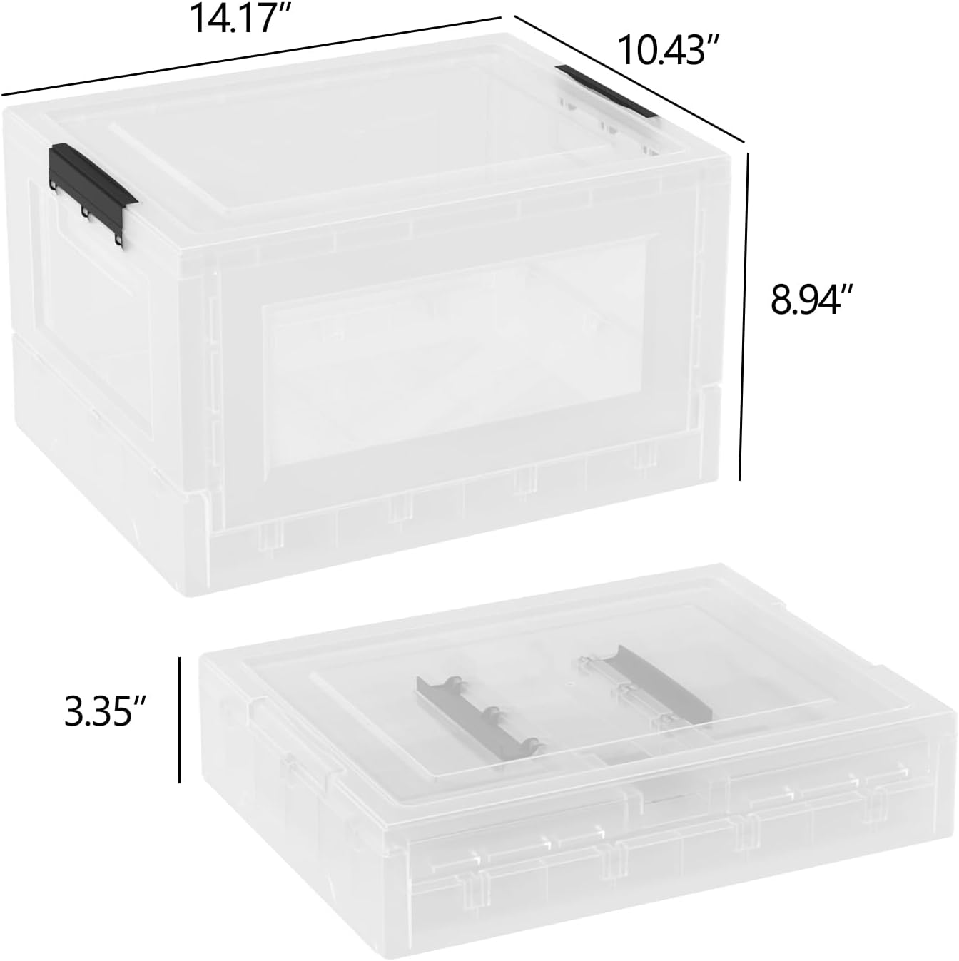2 Pack Collapsible Storage Bin with Lid, Foldable Plastic Box for Garage, Car Trunk - Image 2