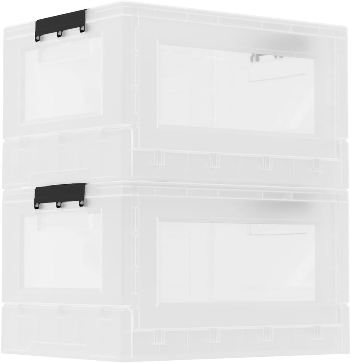 2 Pack Collapsible Storage Bin with Lid, Foldable Plastic Box for Garage, Car Trunk