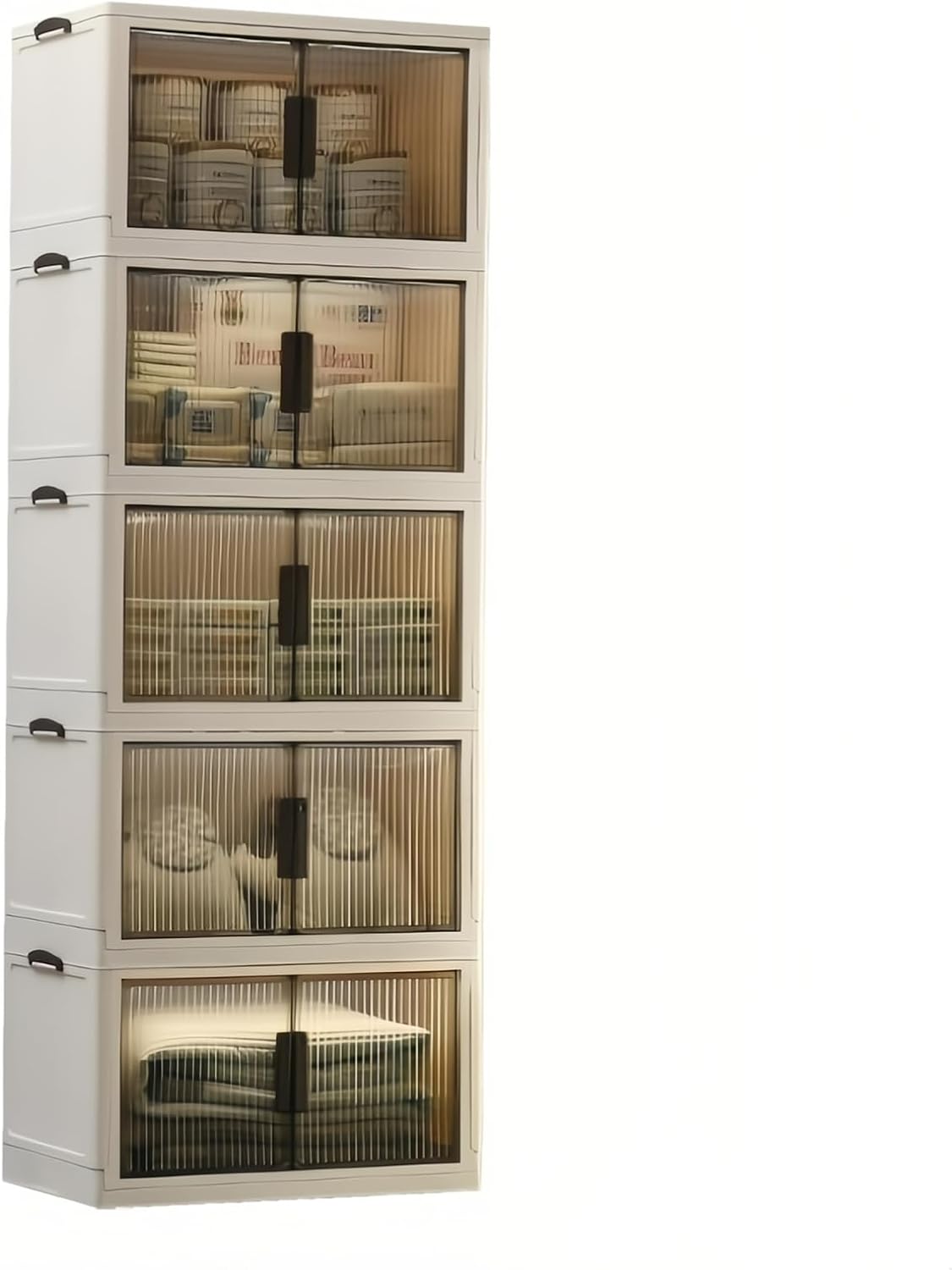 520QT/130GAL Storage Bins with 1 lid, Stackable Storage Bins Closet Organizers and Drawer Foldable Storage Bins Container with door Foldable Storage Box for Home,Office, Dorm Room(104Qt X 5) - Image 2