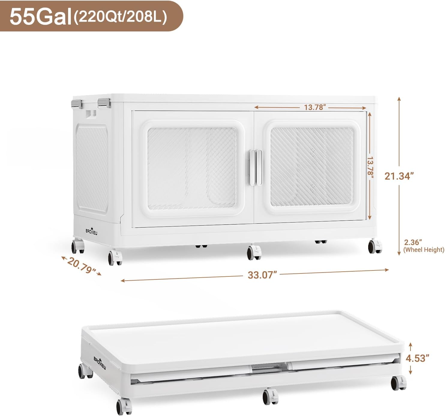 220 Qt Stackable Storage Bin with Lid, 55Gal Extra Large Collapsible Storage Boxes, Folding Plastic Drawer, Heavy-Duty Store Cabinet, Closet Organizer for Home Kitchen, 1 Pack White - Image 2