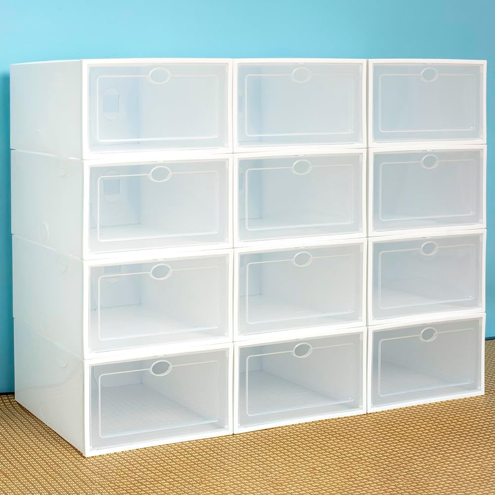 Transparent Shoe Cabinet, Plastic Shoe Rack, Foldable Drawer Type Shoe Cabinet, (can Hold 12 Pairs of Shoes)