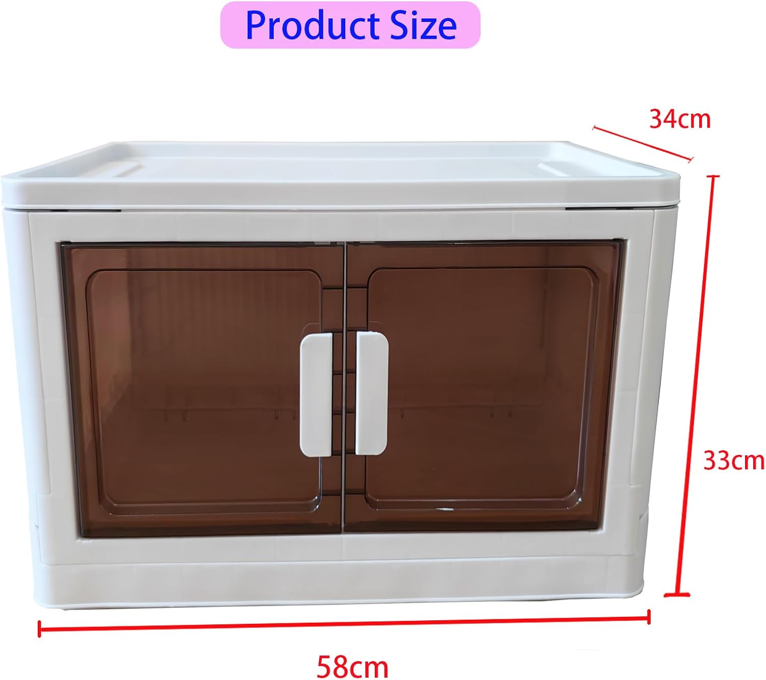 16 Gals stackable storage box with lid, foldable wardrobe organizer, Sundries storage cabinet, foldable plastic container with door, Book organizer box(Without wheels). - Image 2